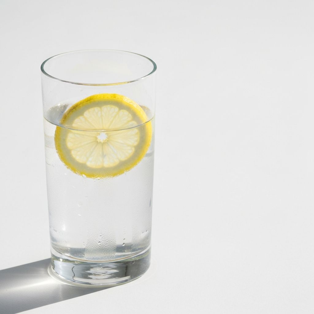 Clear water in glass with natural lighting